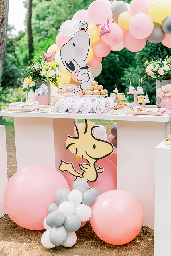 unique-girl-baptism-ideas-pink-yellow-hues-themed-snoopy_12x