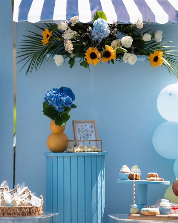 cute baptism decor ideas theme teddy bear baby blue shades_12