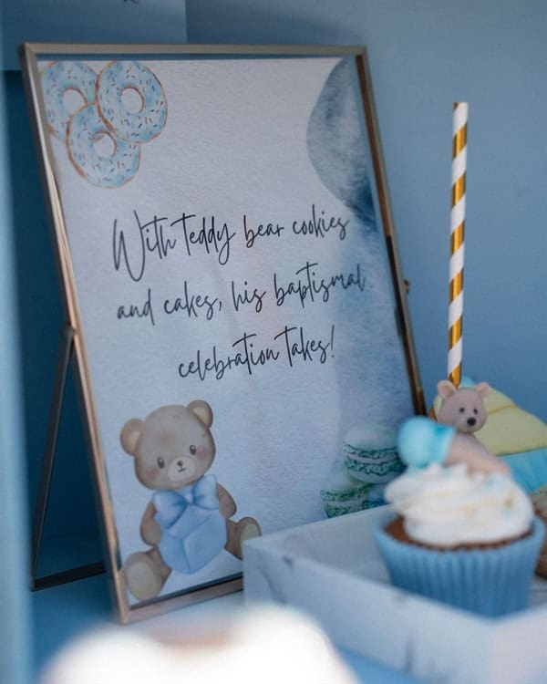 cute baptism decor ideas theme teddy bear baby blue shades_16
