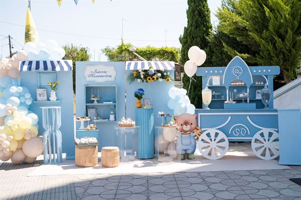 cute baptism decor ideas theme teddy bear baby blue shades_17